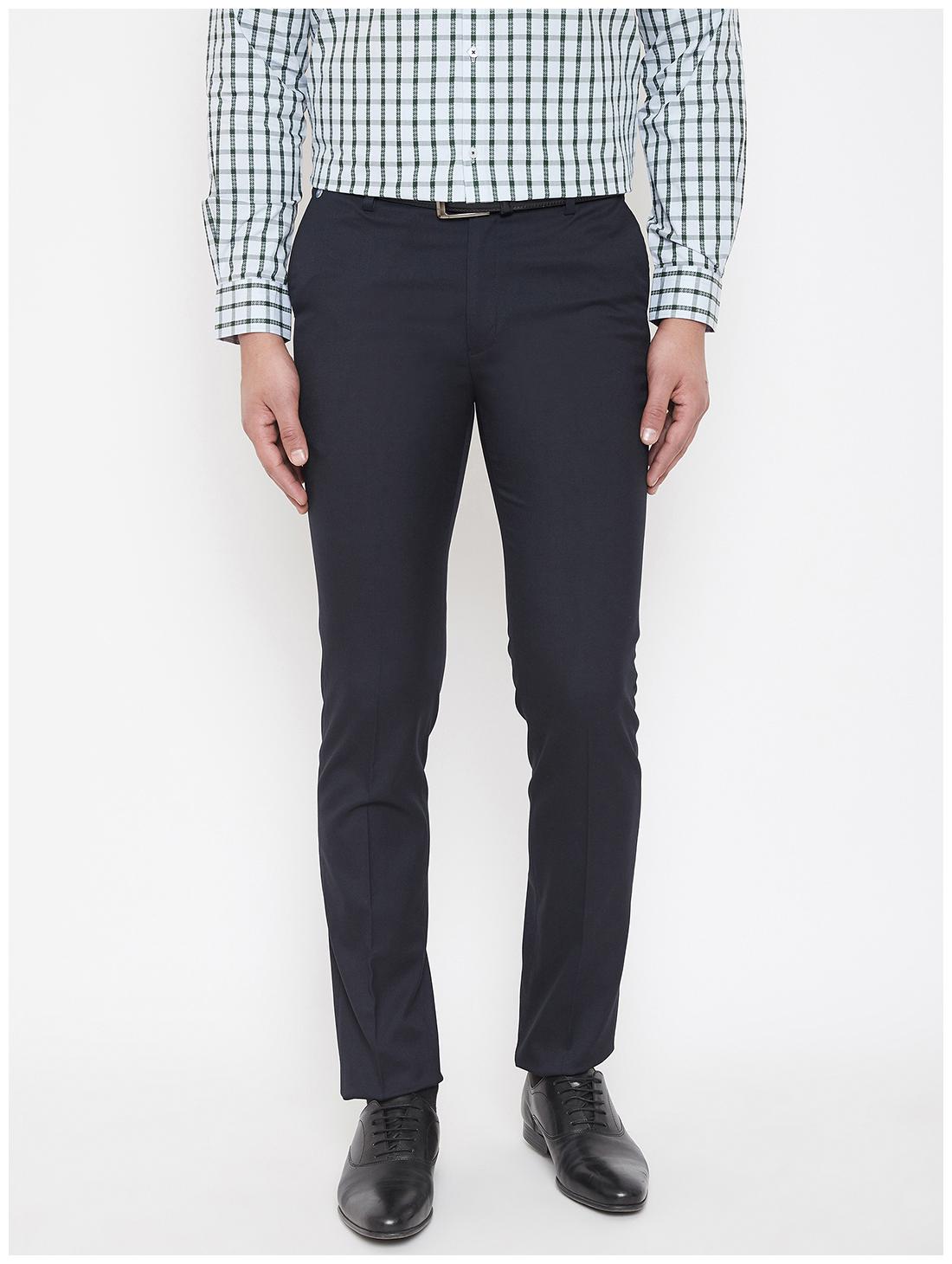 

CANARY LONDON Men Solid Slim Fit Formal Trouser - Navy Blue