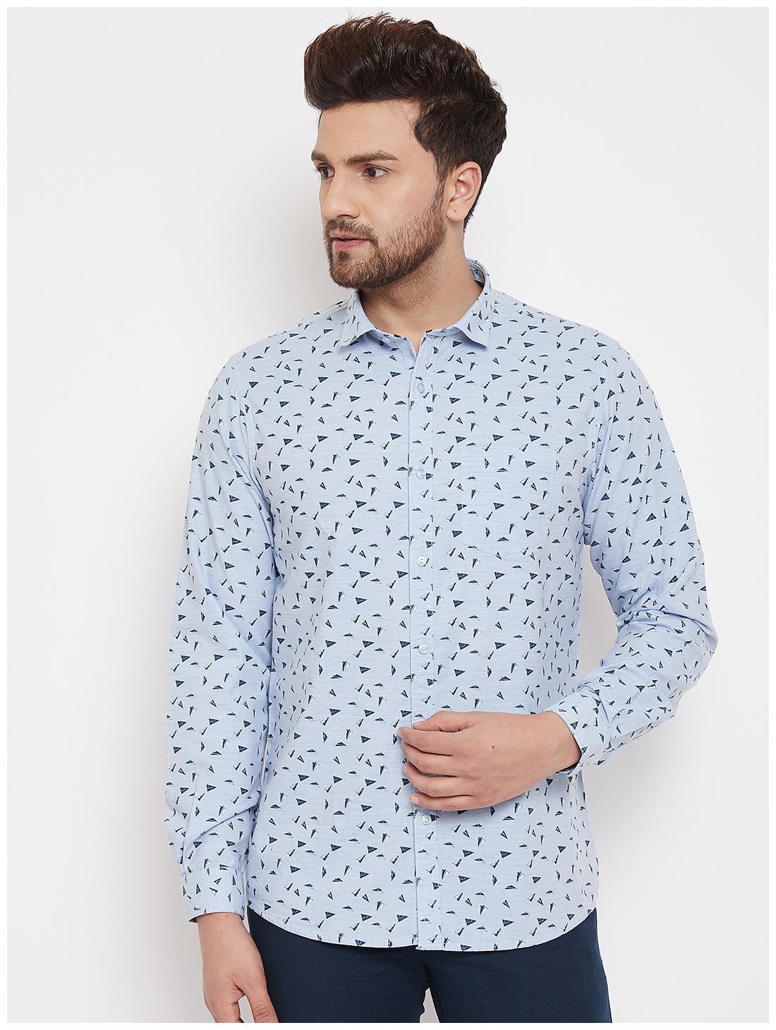 

CANARY LONDON Men Blue Printed Slim Fit Casual Shirt
