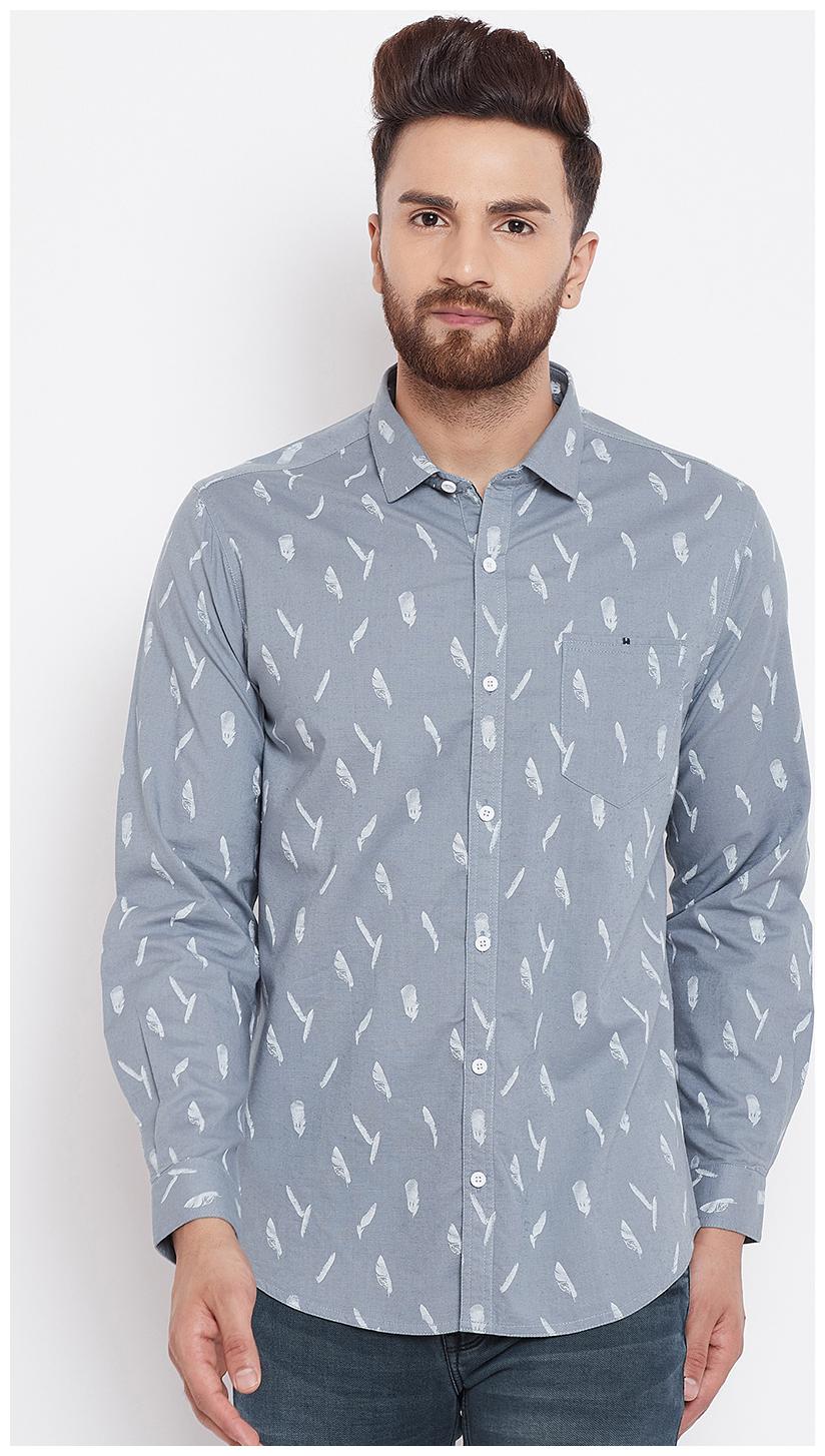 

CANARY LONDON Men Grey Printed Slim Fit Casual Shirt
