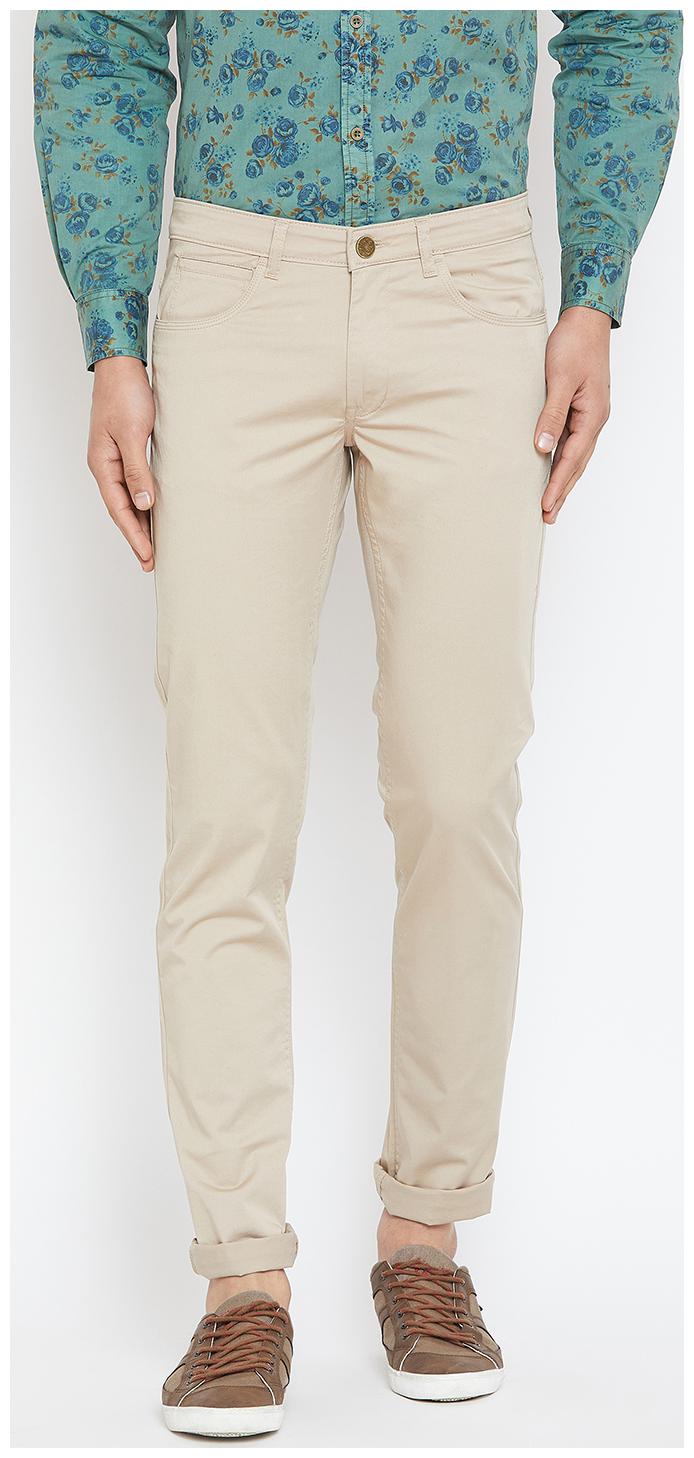 

CANARY LONDON Men Beige Solid Slim fit Regular trousers