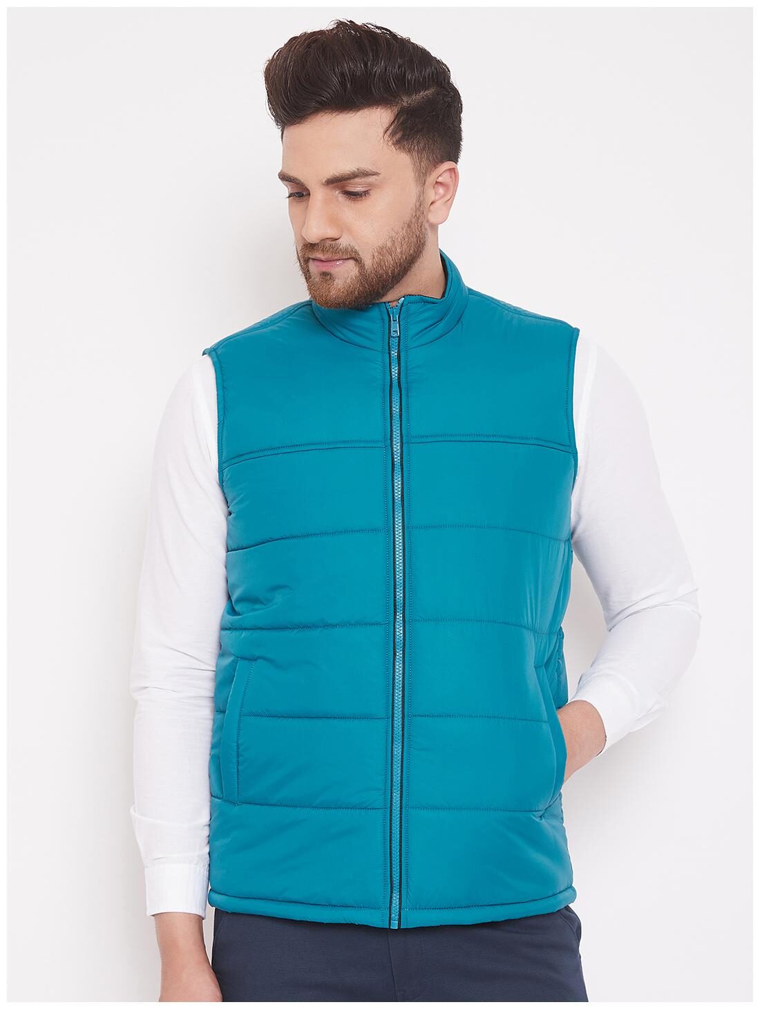 

CANARY LONDON Men Turquoise Solid Quilted jacket