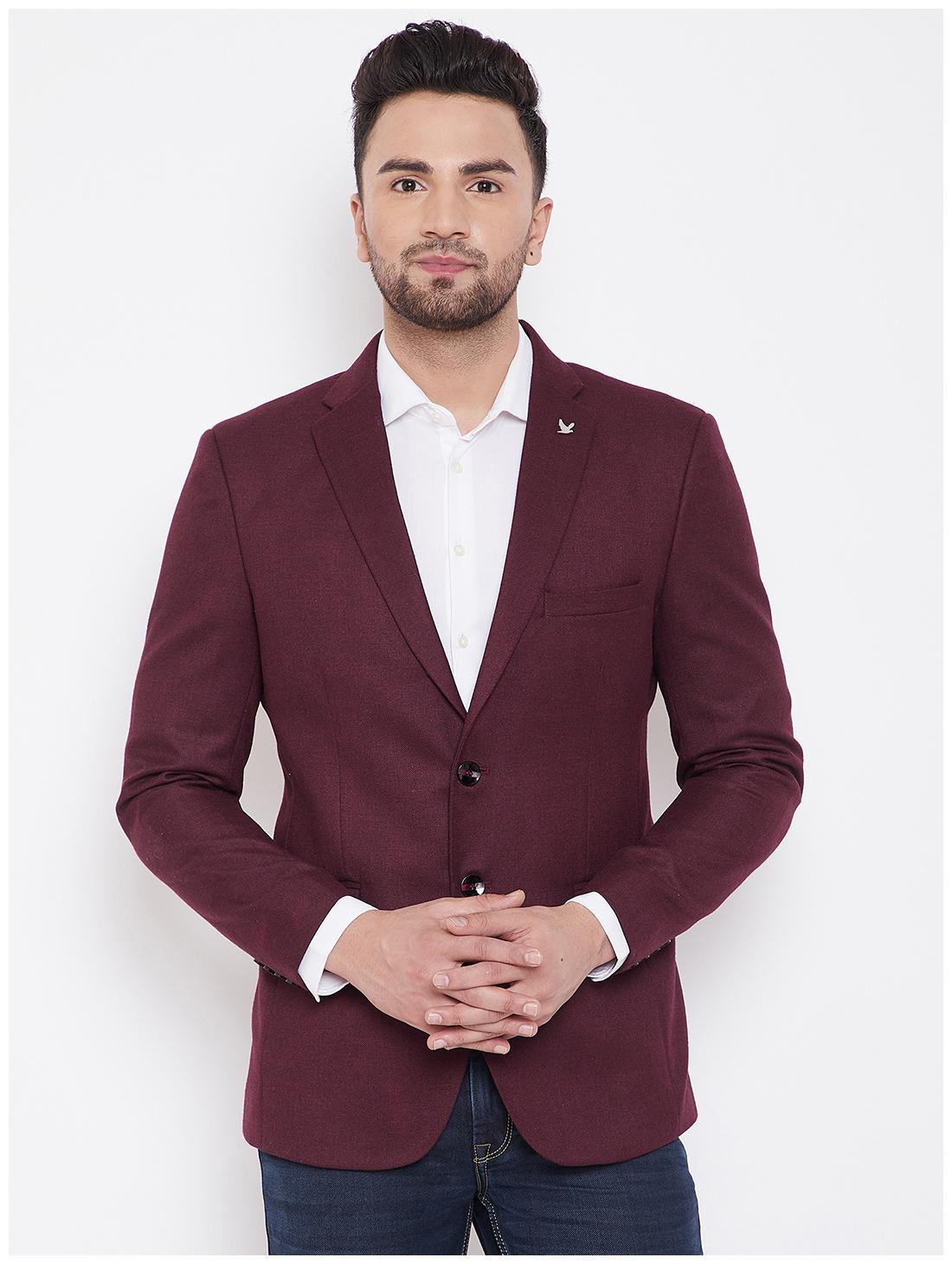 

CANARY LONDON Men Maroon Solid Slim fit Single Breasted Blazer