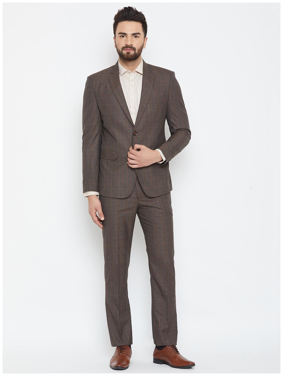 

Canary London Brown Checked Slim Fit Suit