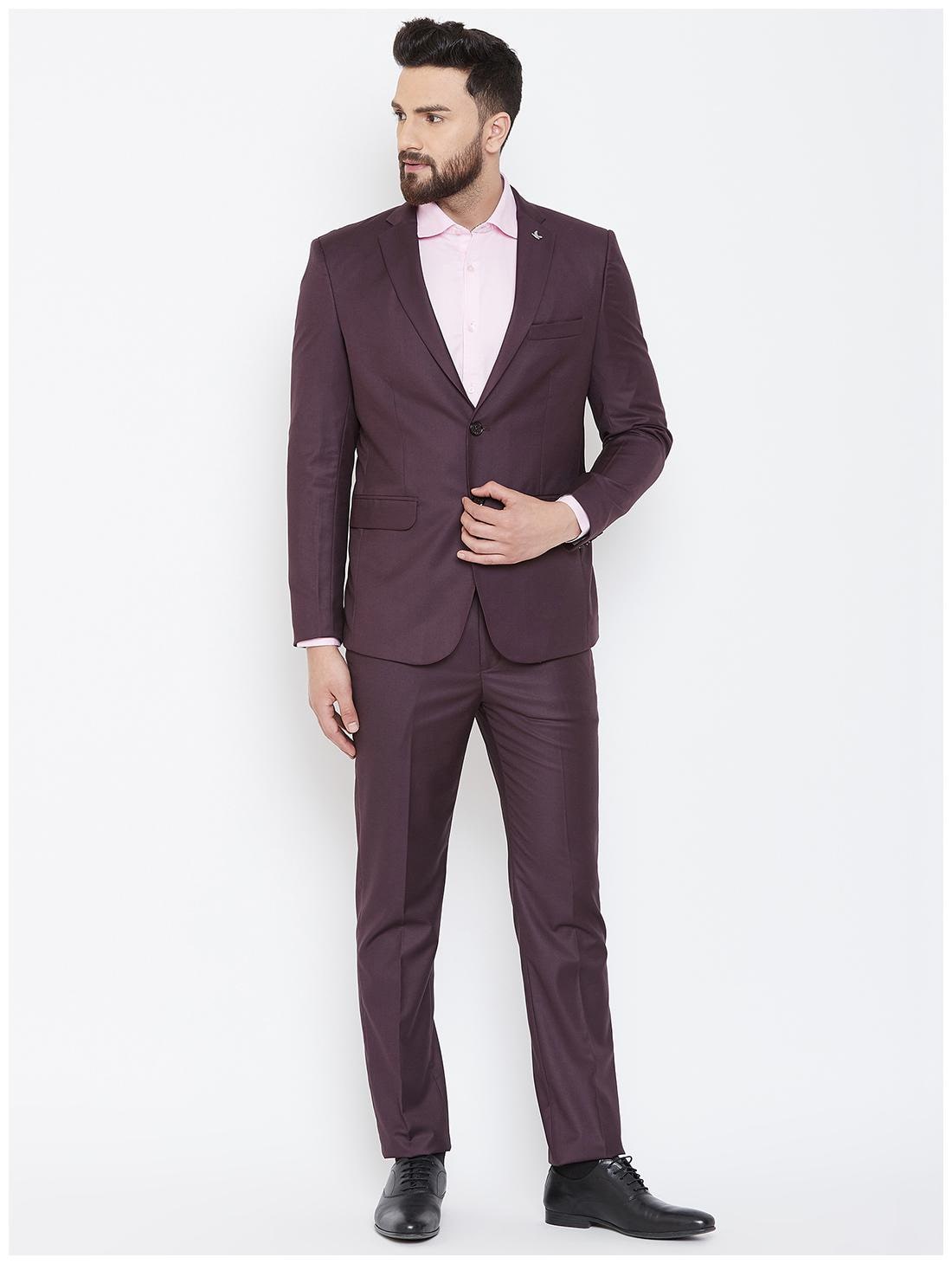 

Canary London Purple Solid Slim Fit Suit