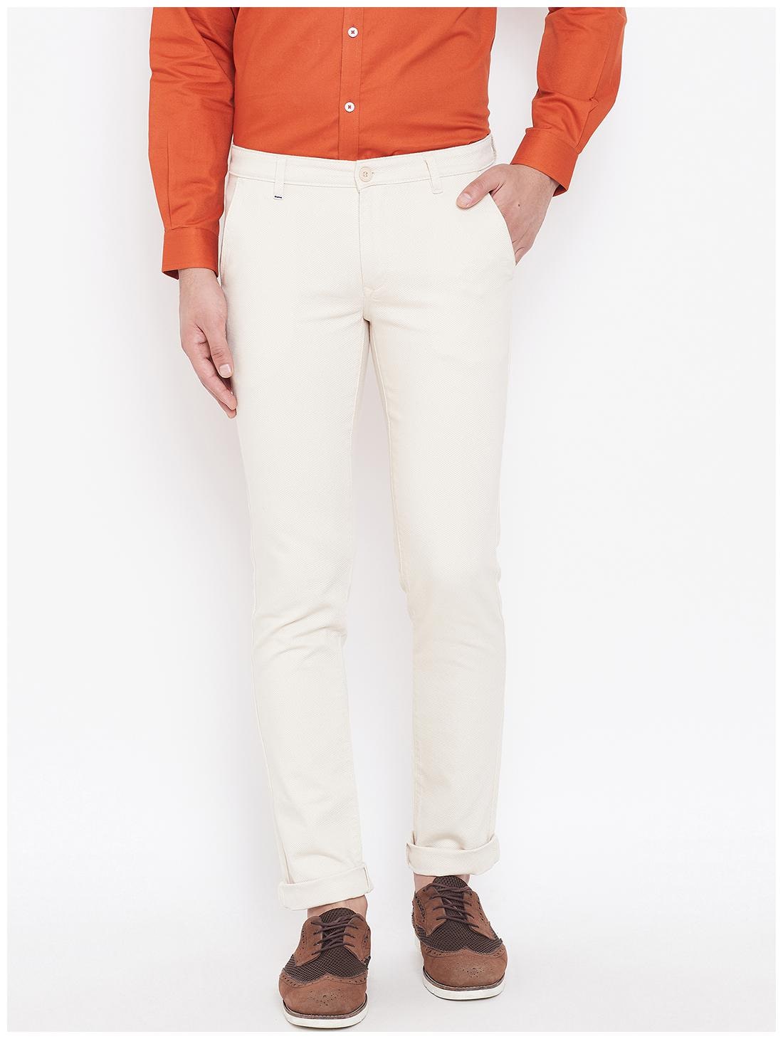 

CANARY LONDON Men Beige Textured Slim fit Chinos