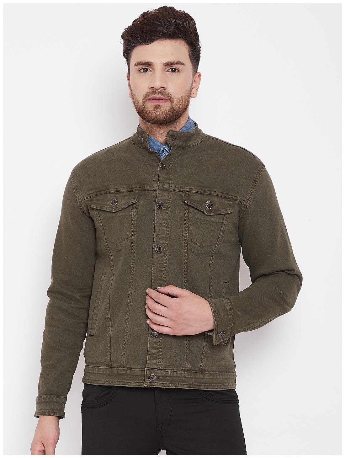 

CANARY LONDON Men Olive Solid Denim jacket