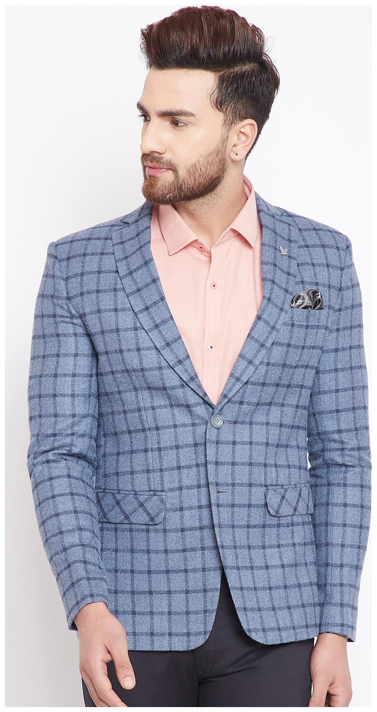 

CANARY LONDON Men Grey Checked Slim fit Single Breasted Blazer