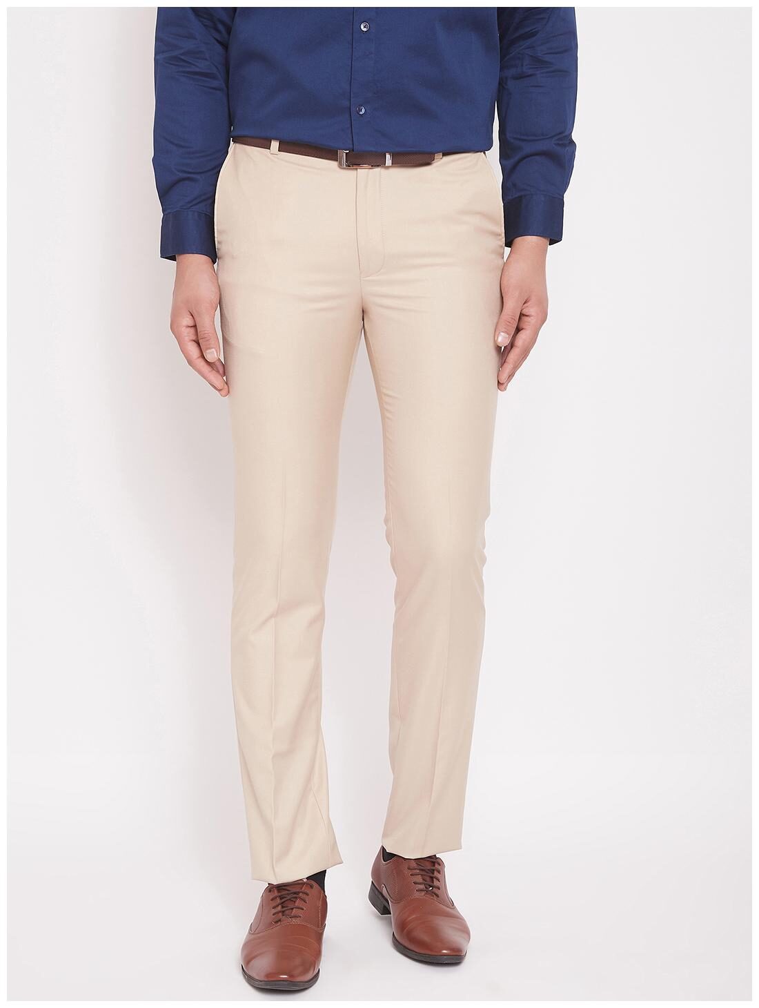 

CANARY LONDON Men Solid Slim Fit Formal Trouser - Beige