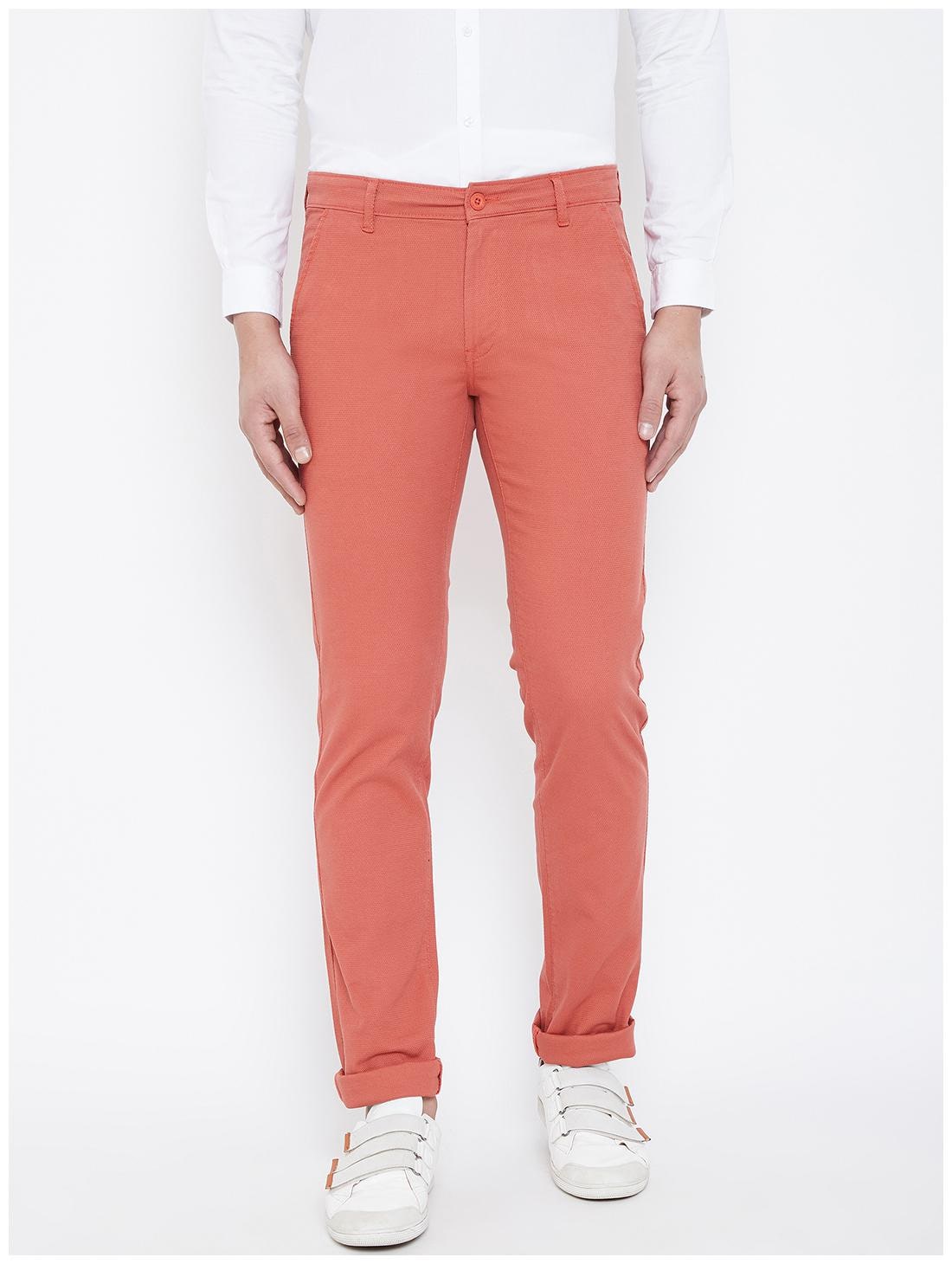 

CANARY LONDON Men Red Solid Slim fit Wrinkle free Chinos