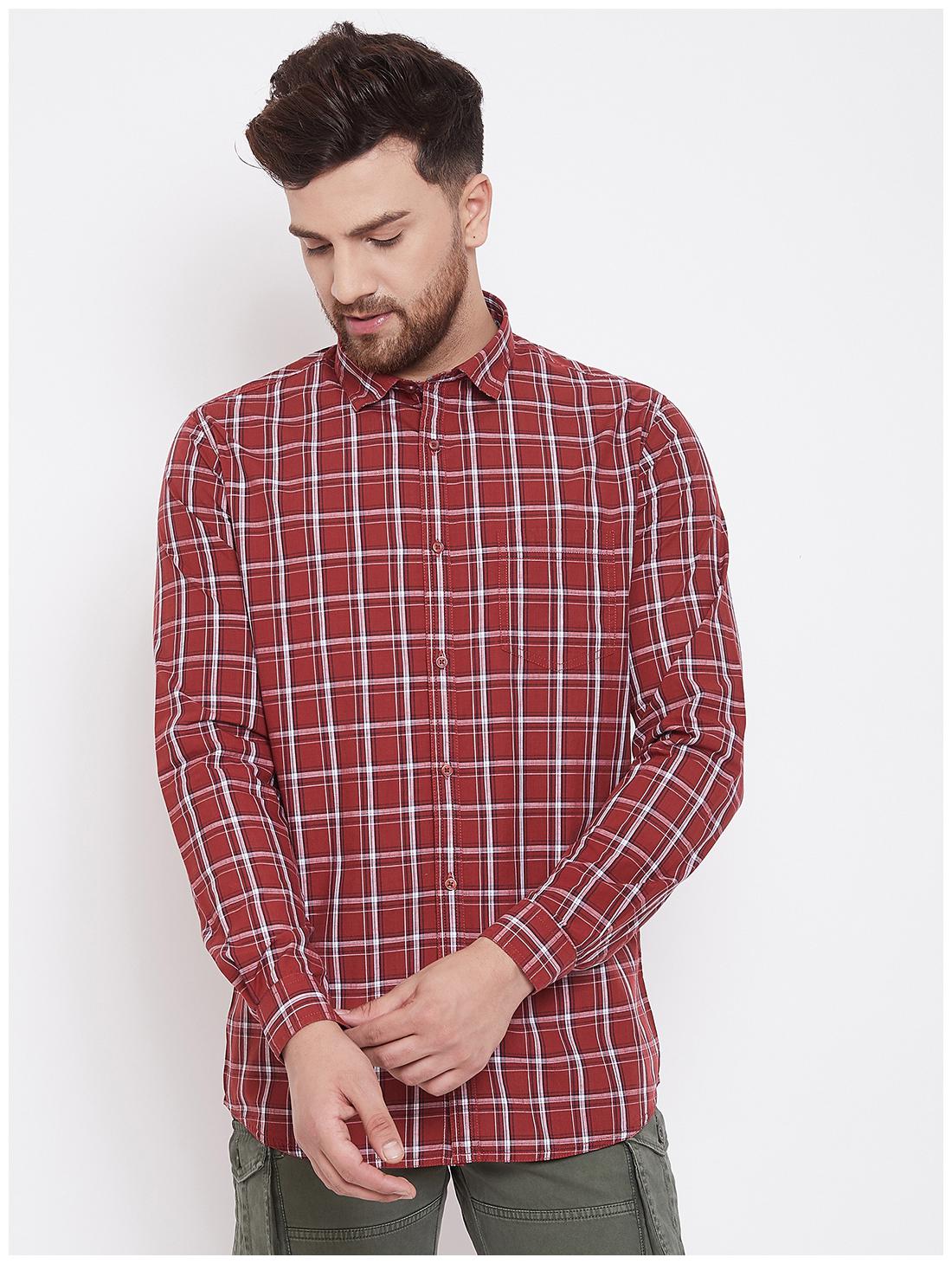 

CANARY LONDON Men Maroon Checked Slim Fit Casual Shirt