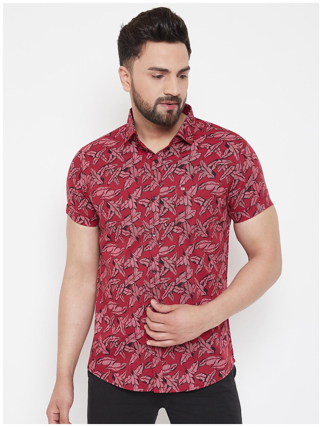 

CANARY LONDON Men Red Printed Slim Fit Casual Shirt