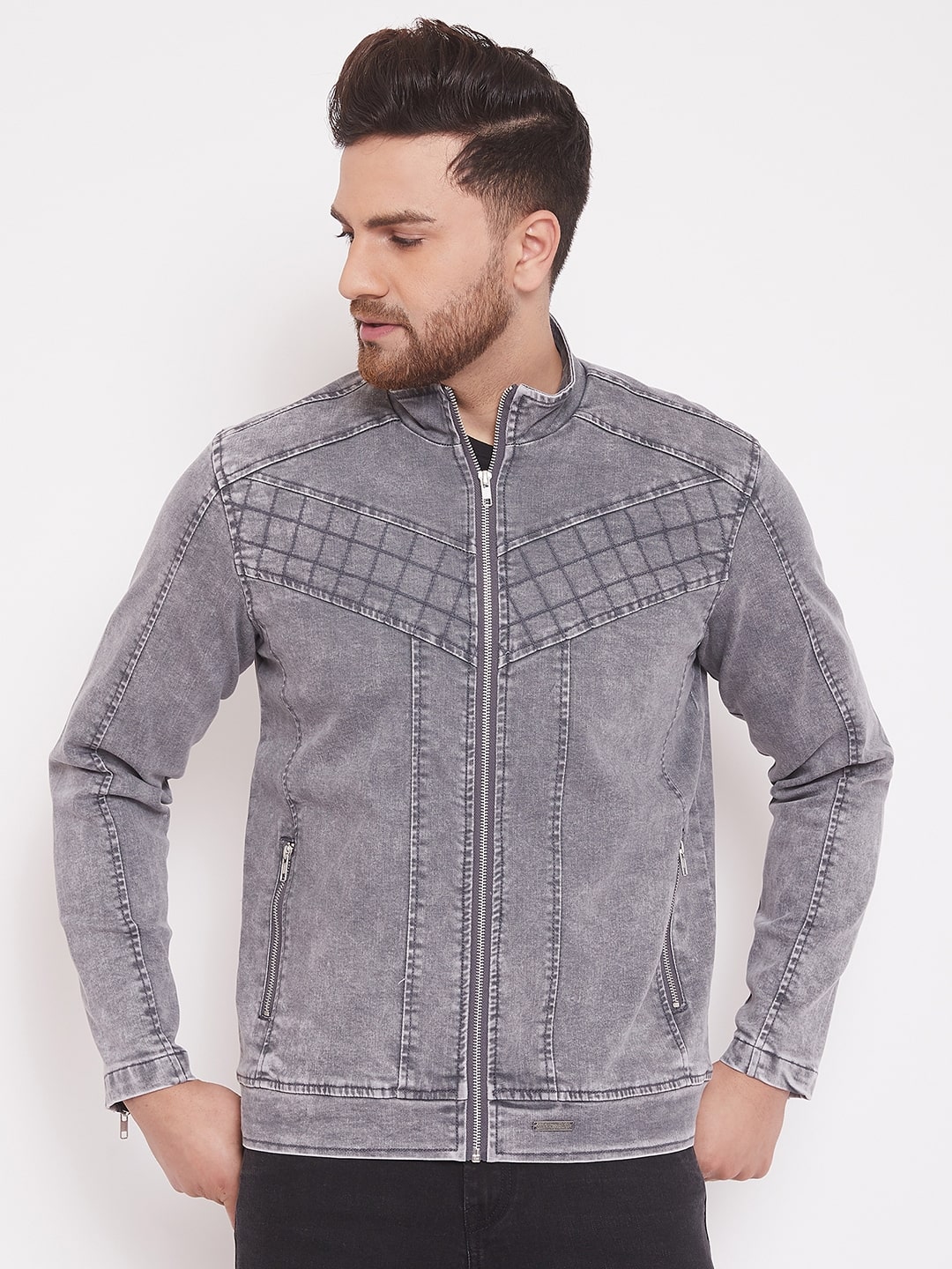 

CANARY LONDON Men Grey Solid Denim jacket