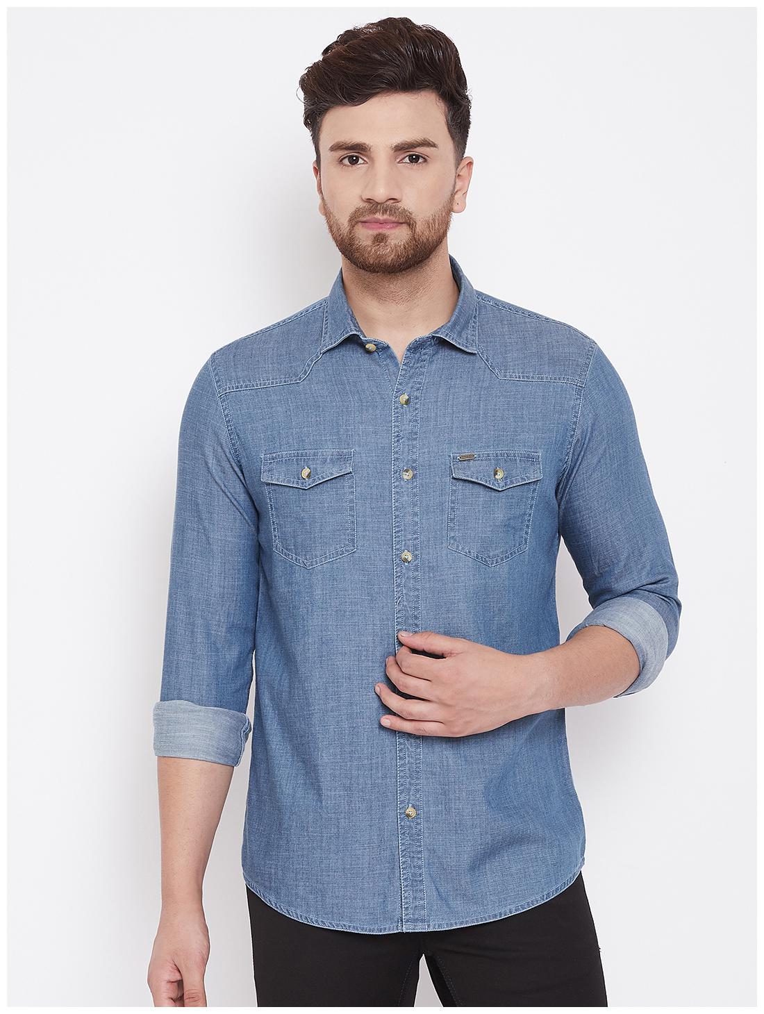 

CANARY LONDON Men Blue Solid Slim Fit Casual Shirt