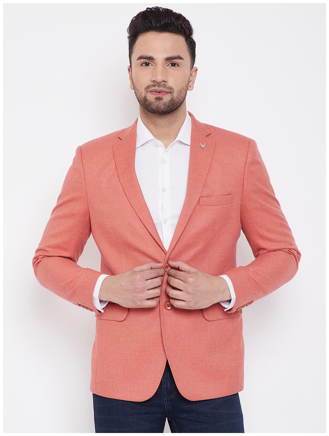 

CANARY LONDON Men Pink Solid Slim fit Single Breasted Blazer