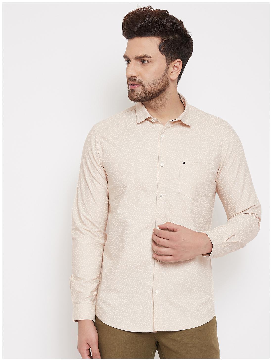 

CANARY LONDON Men Beige Printed Slim Fit Casual Shirt