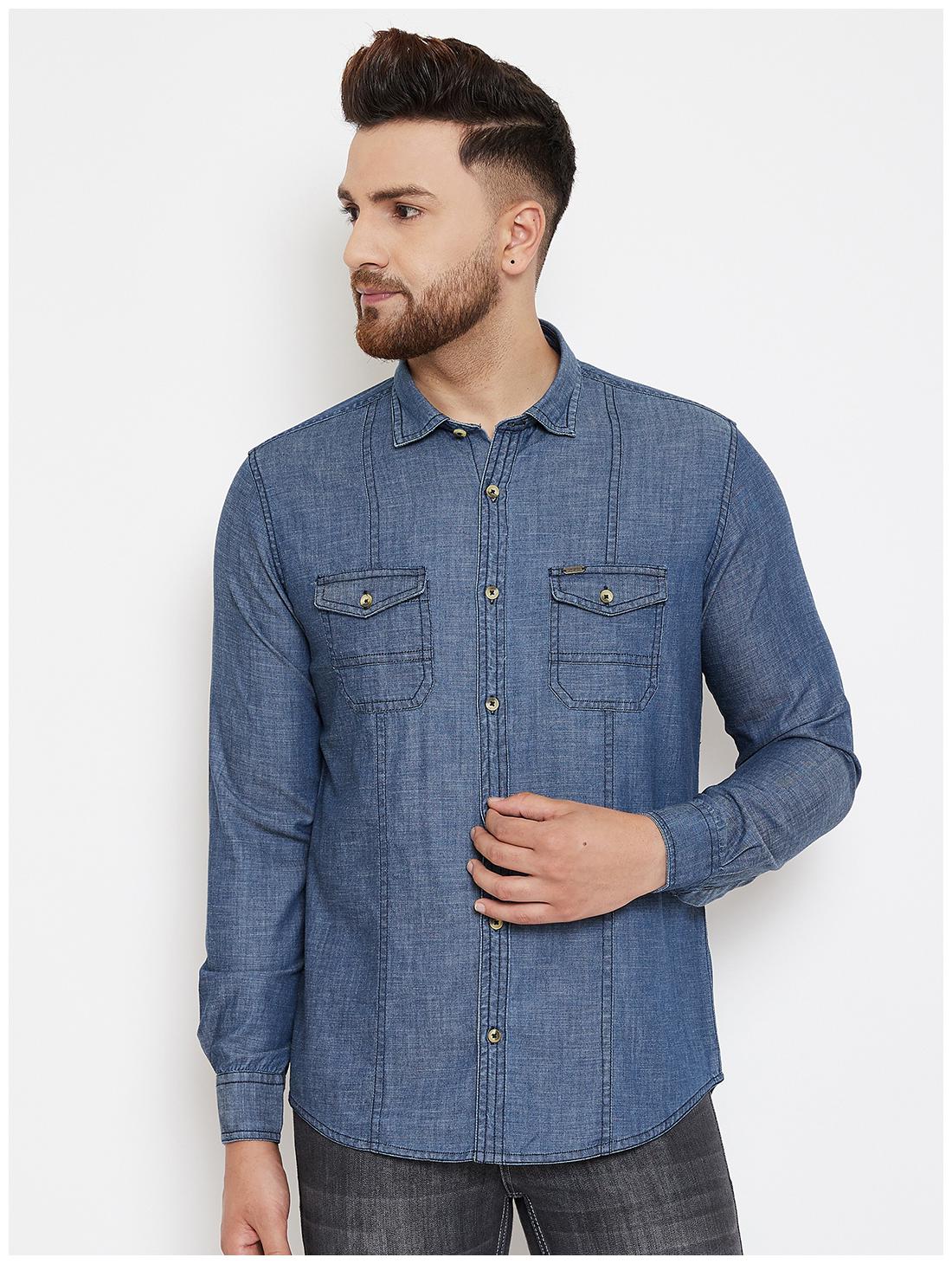 

CANARY LONDON Men Blue Solid Slim Fit Casual Shirt