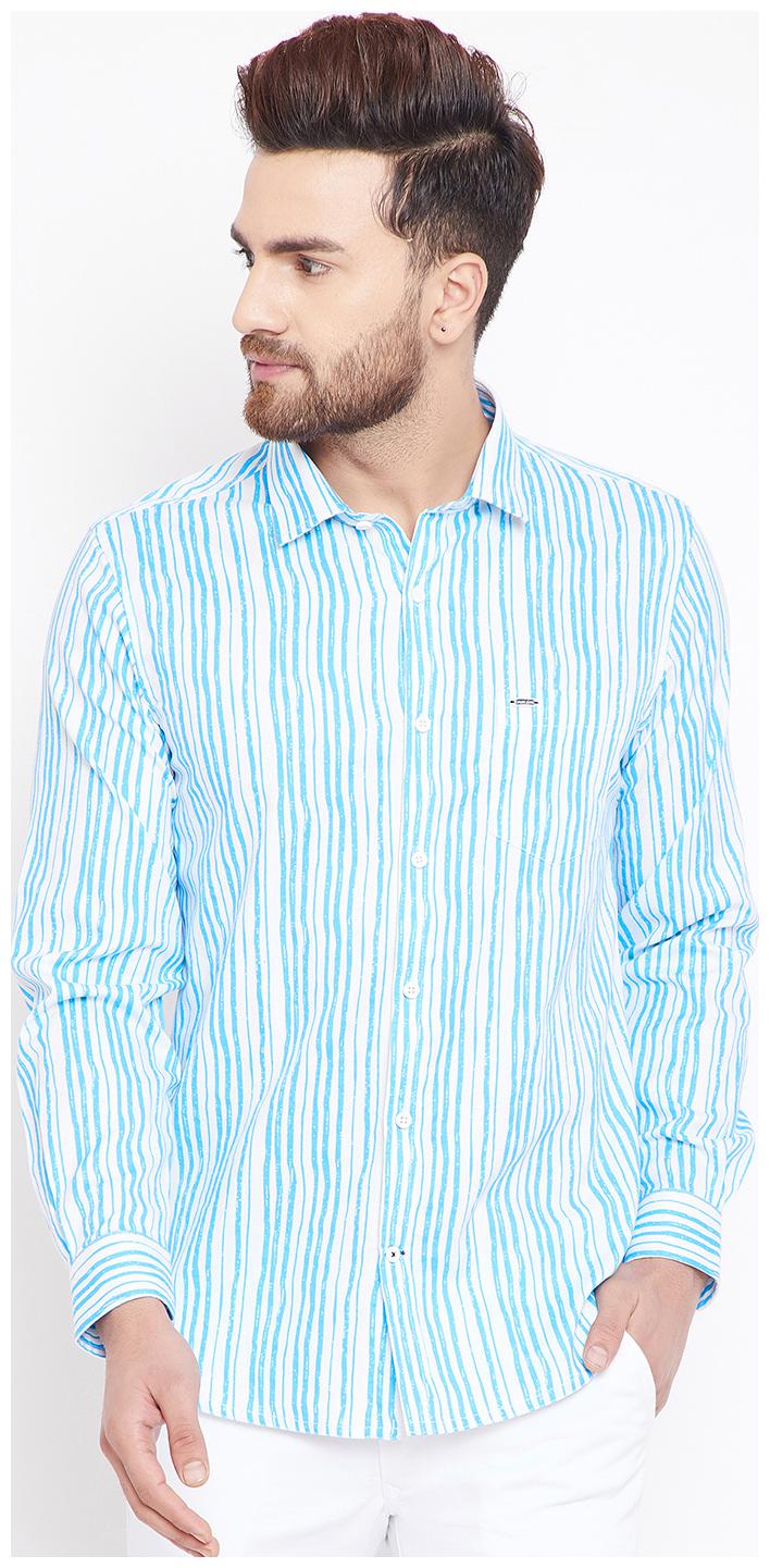 

Canary London Turquoise Striped Slim Fit Casual Shirt