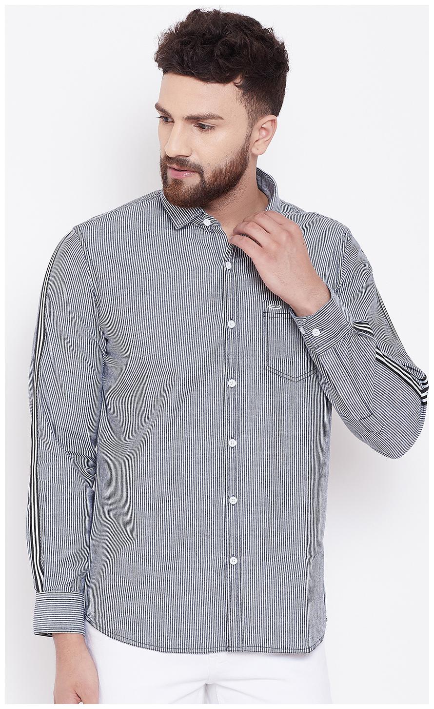 

CANARY LONDON Men Grey Vertical Stripes Slim Fit Casual Shirt
