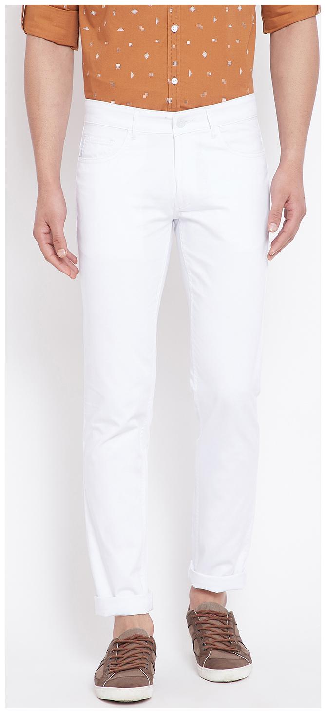 

CANARY LONDON Men White Solid Tapered fit Wrinkle free Chinos