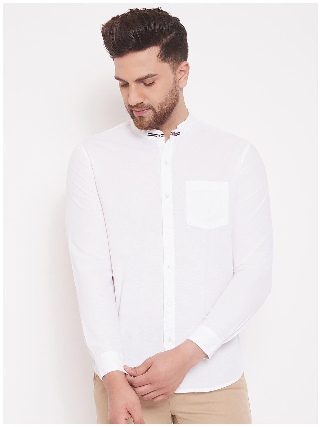 

CANARY LONDON Men White Solid Slim Fit Casual Shirt