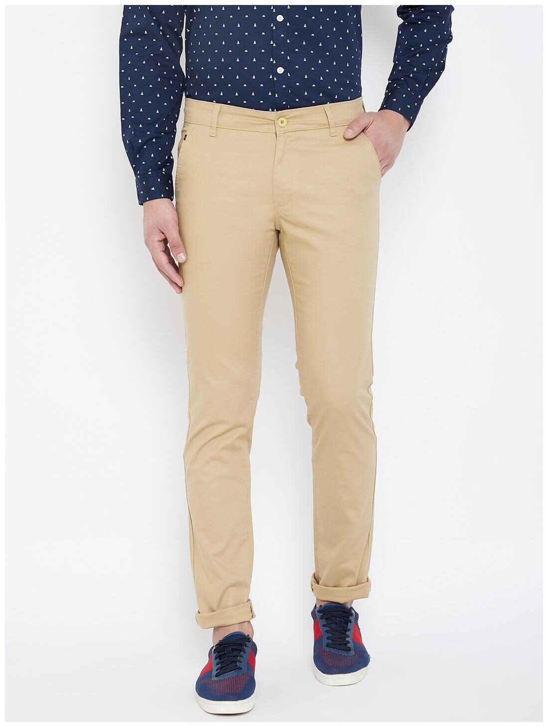 

CANARY LONDON Men Brown Solid Slim fit Wrinkle free Chinos