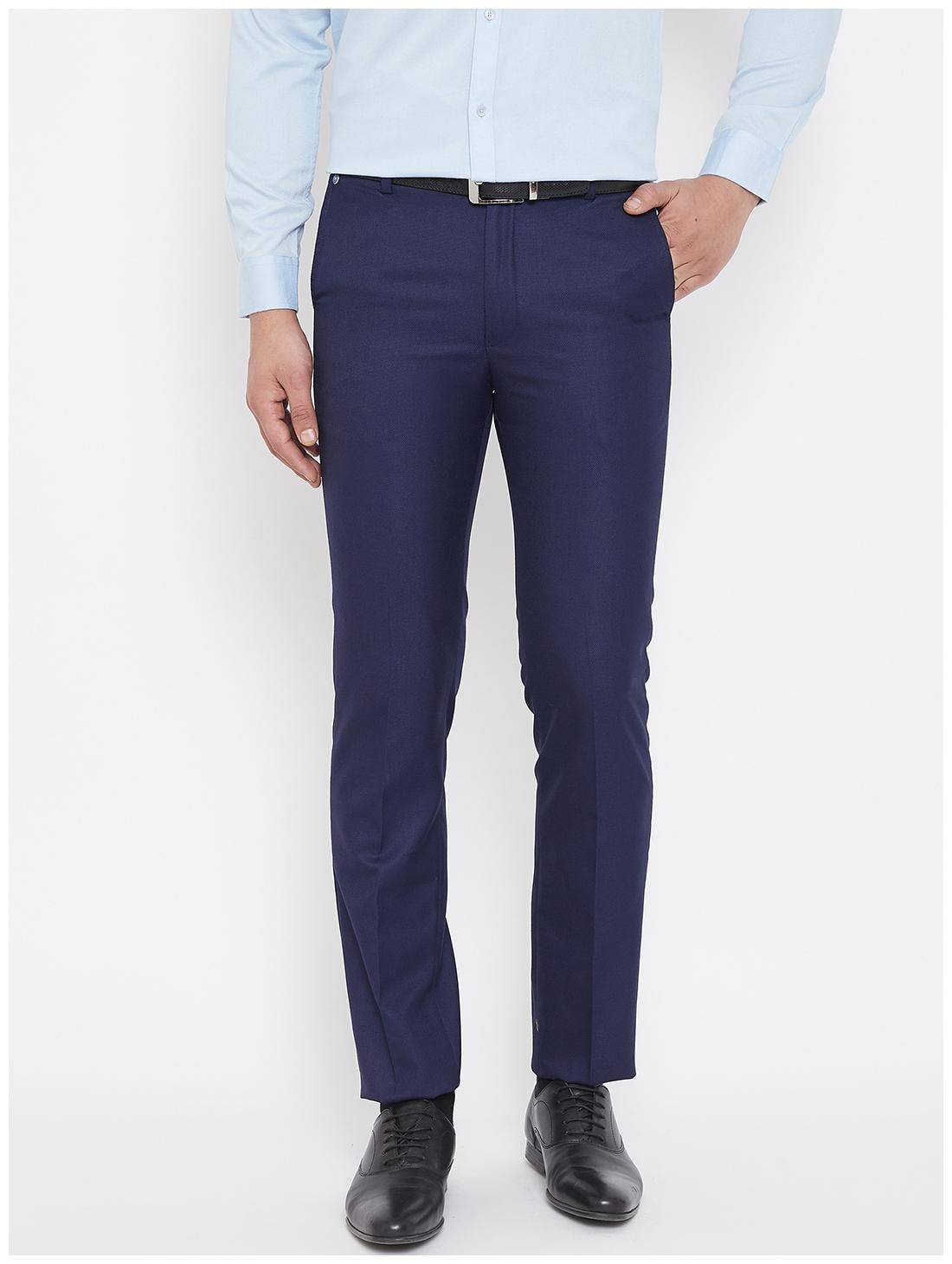

CANARY LONDON Men Solid Slim Fit Formal Trouser - Navy Blue