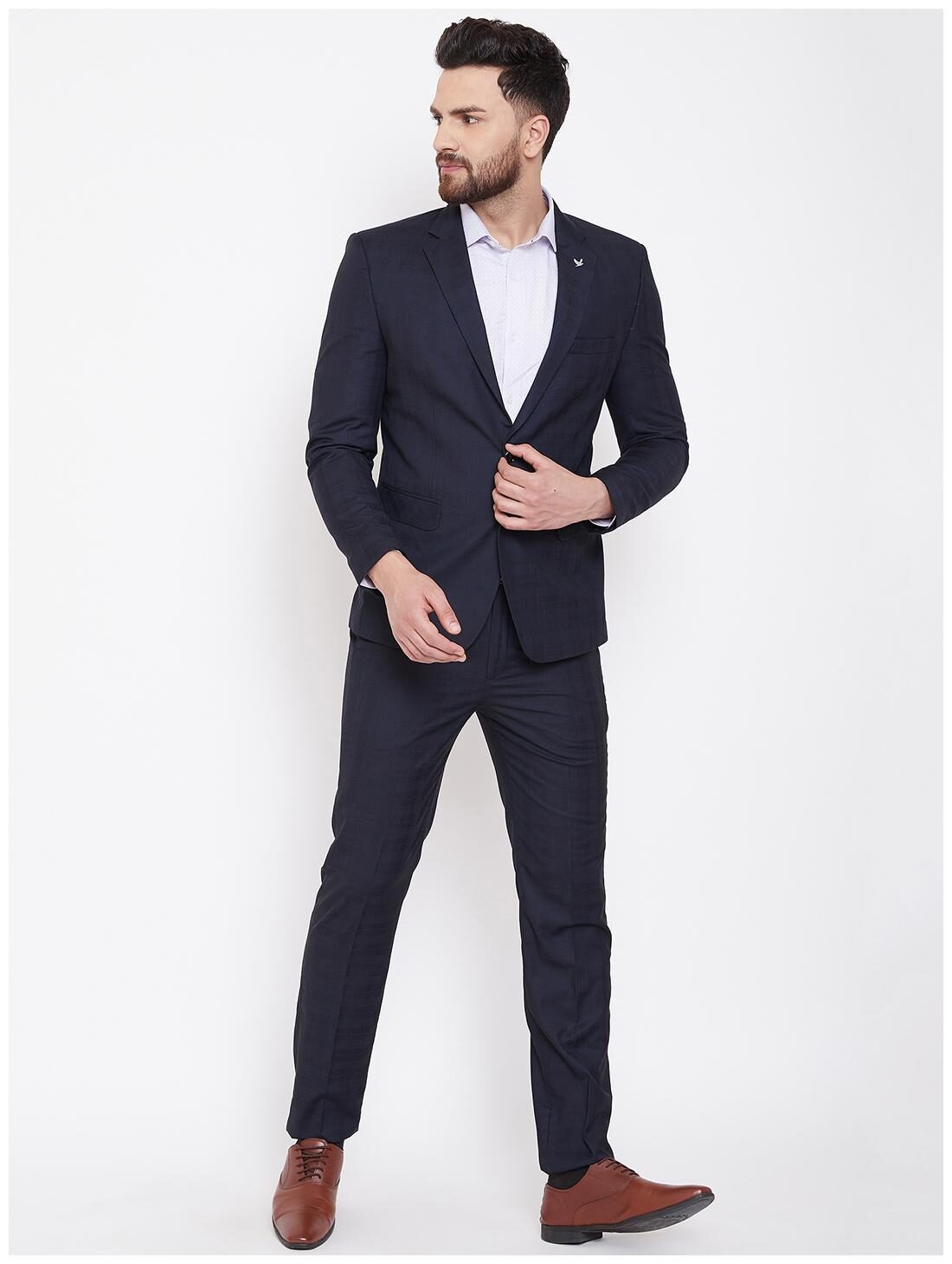 

CANARY LONDON Men Polyviscose Checked Blazer and Trouser Blue