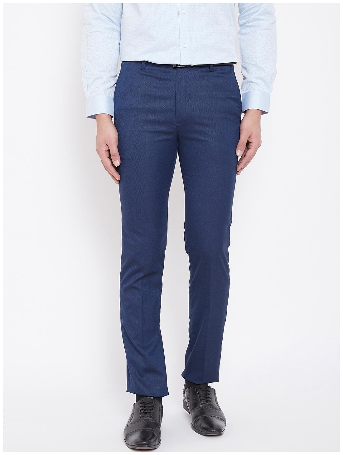 

CANARY LONDON Men Textured Slim Fit Formal Trouser - Blue