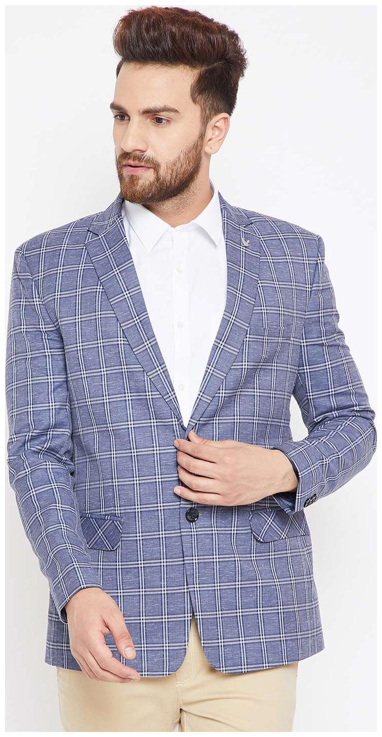 

Canary London Grey Navy Checkered Slim Fit Blazer