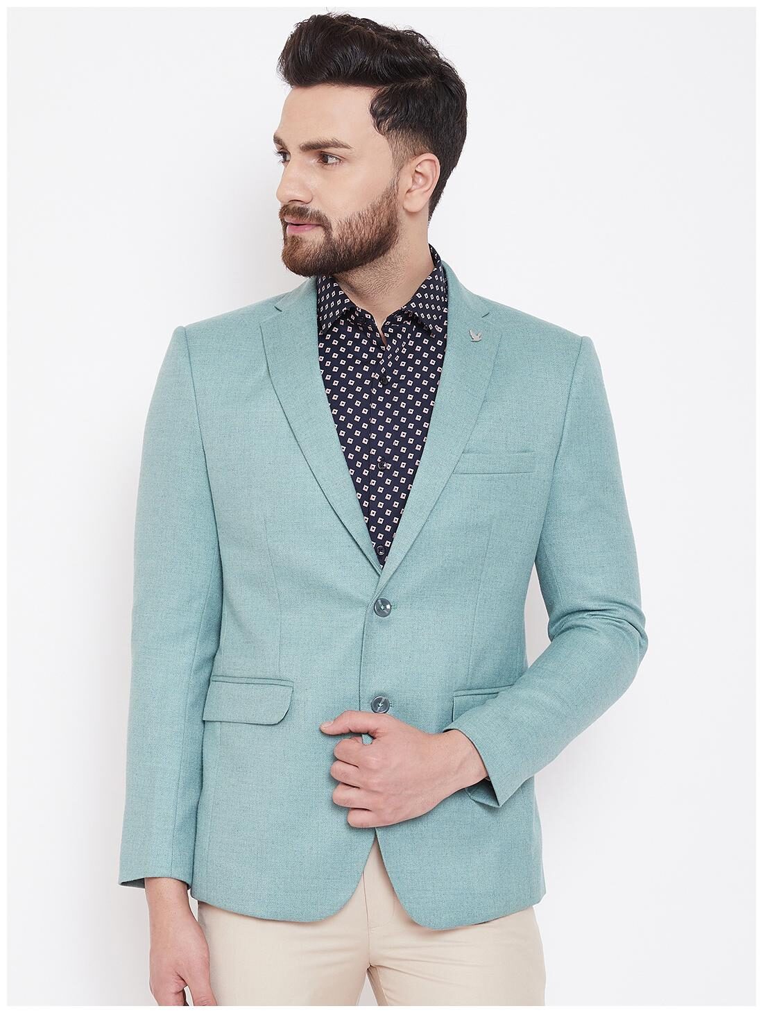 

CANARY LONDON Men Green Solid Slim fit Single Breasted Blazer