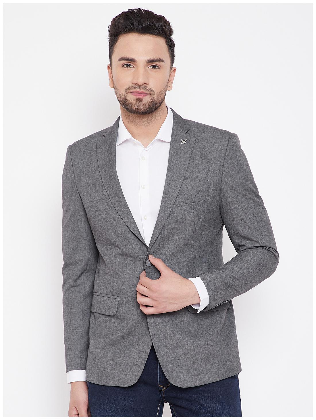 

CANARY LONDON Men Grey Solid Slim fit Single Breasted Blazer