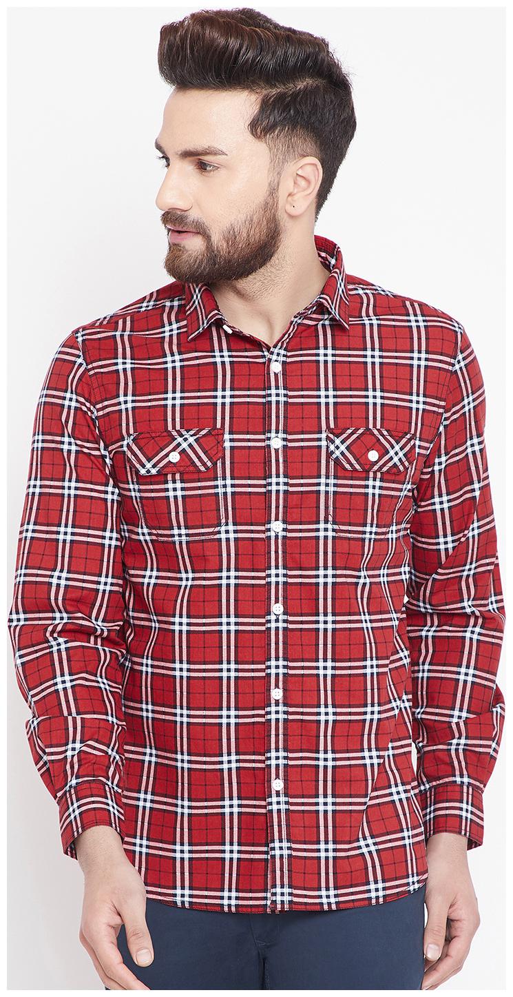 

CANARY LONDON Men Red Checked Slim Fit Casual Shirt