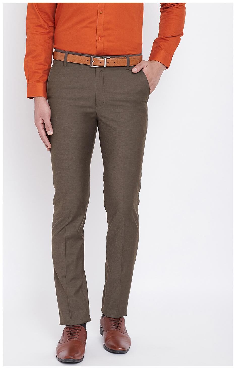 

CANARY LONDON Men Solid Slim Fit Formal Trouser - Brown