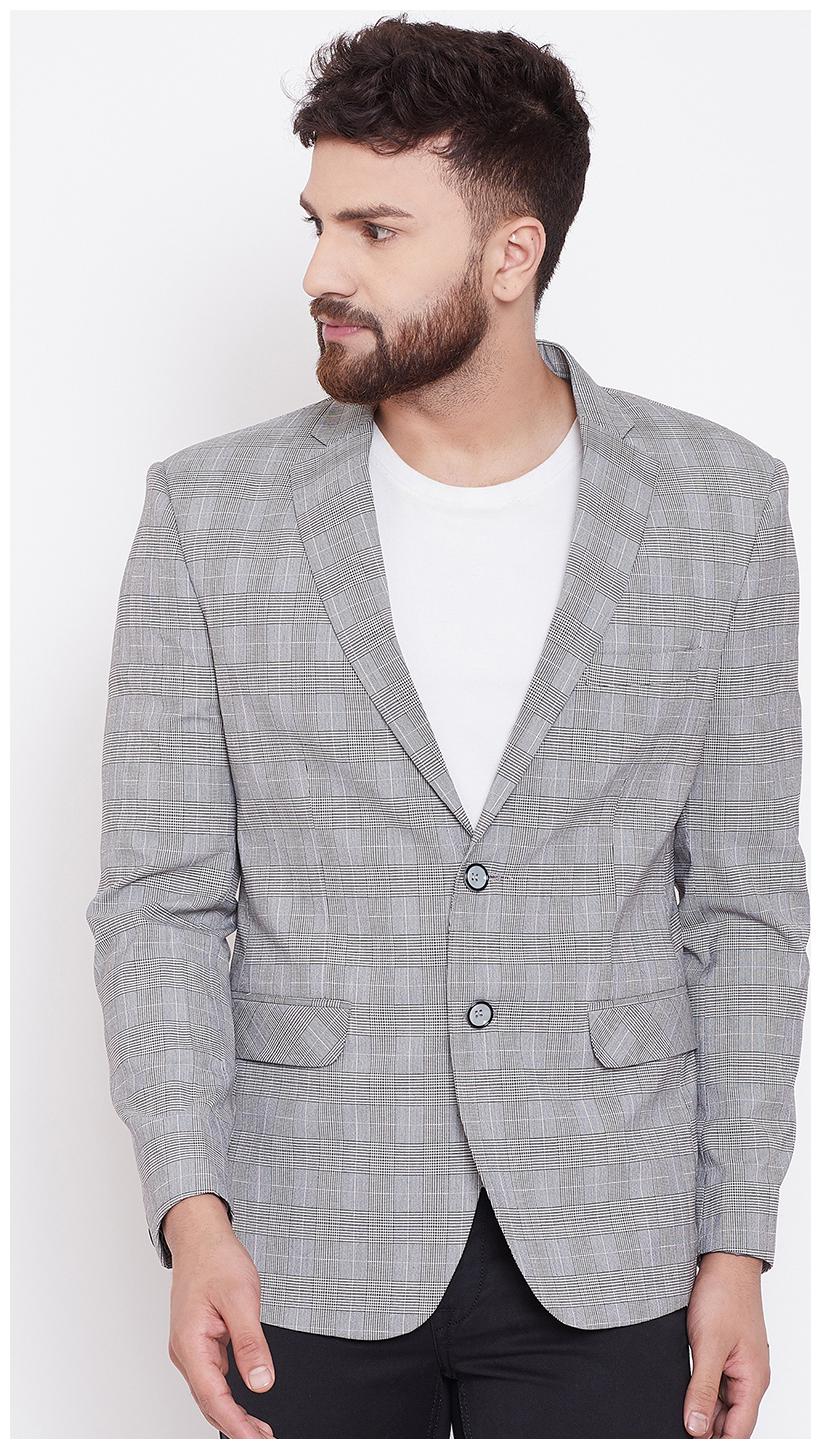 

CANARY LONDON Men Beige Checked Slim fit Single Breasted Blazer