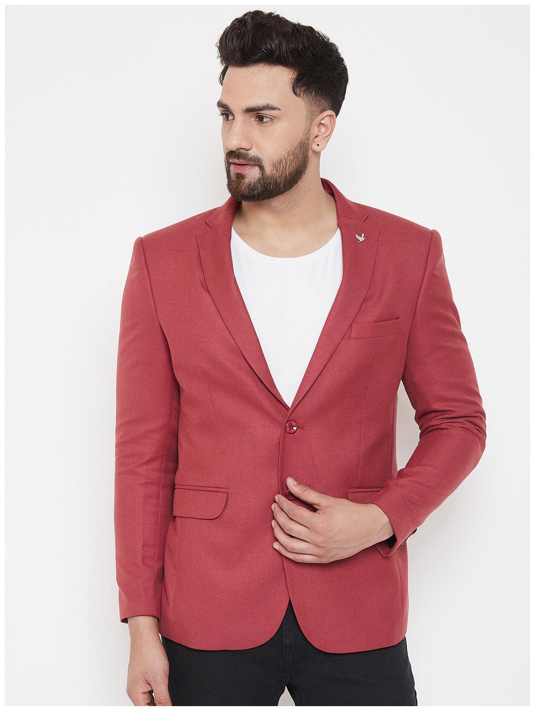 

CANARY LONDON Men Maroon Solid Slim fit Single Breasted Blazer