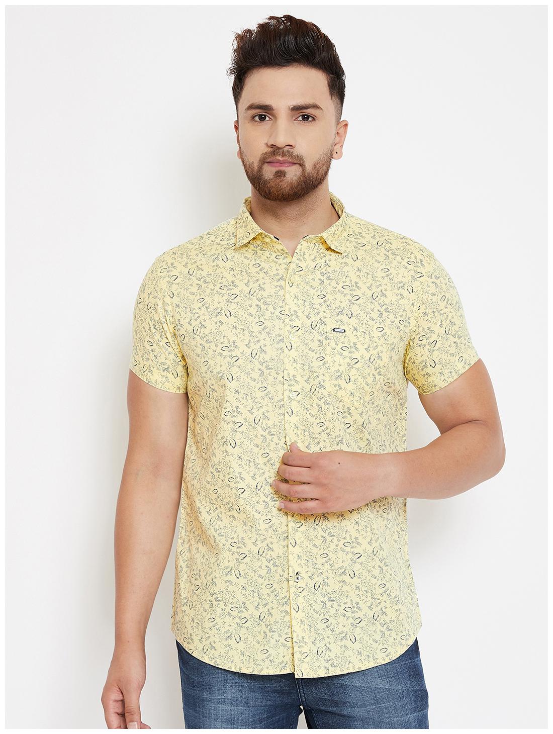 

CANARY LONDON Men Yellow Printed Slim Fit Casual Shirt