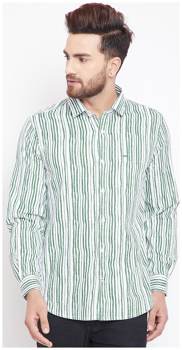 

CANARY LONDON Men Green Vertical Stripes Slim Fit Casual Shirt