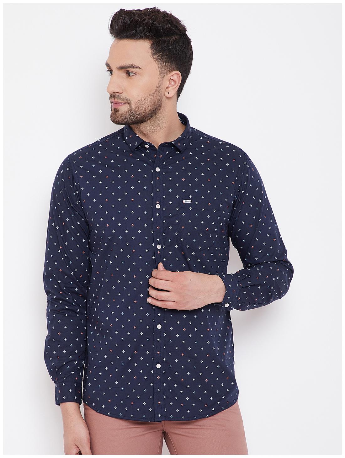 

CANARY LONDON Men Blue Printed Slim Fit Casual Shirt