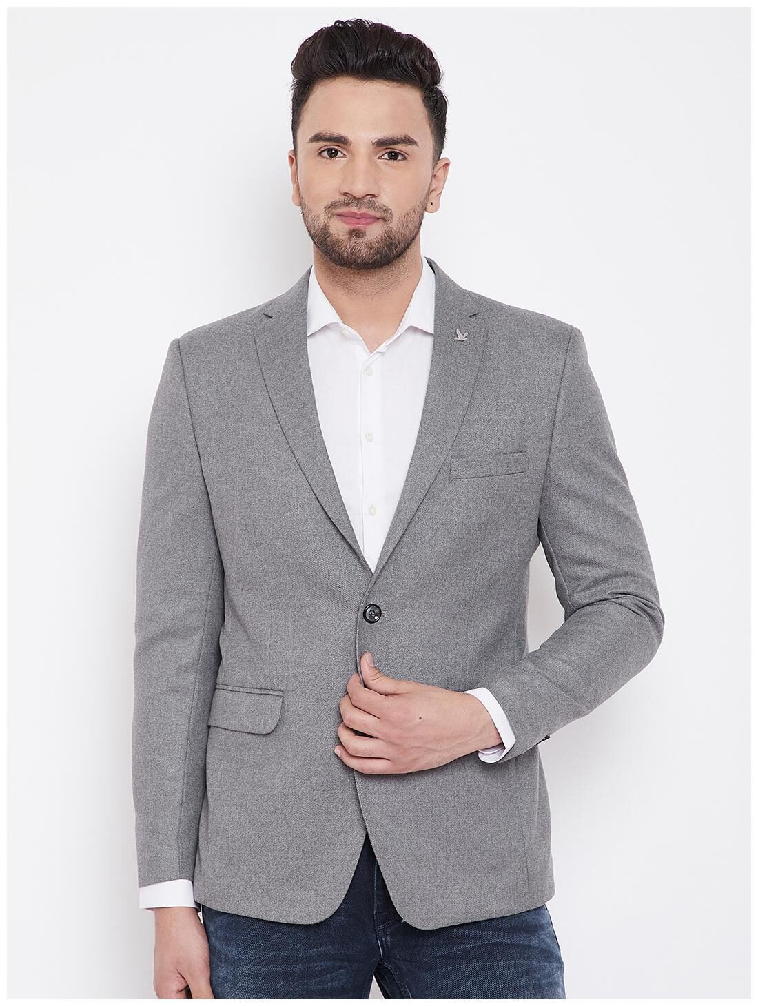 

CANARY LONDON Men Grey Solid Slim fit Single Breasted Blazer