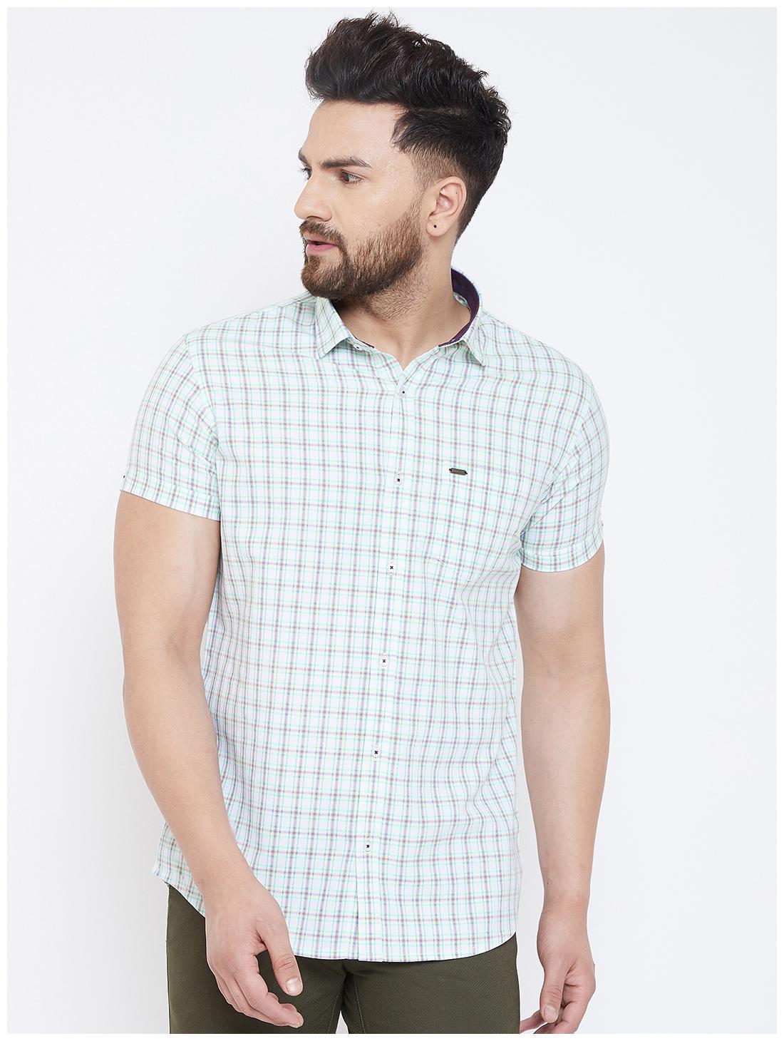 

CANARY LONDON Men Green Checked Slim Fit Casual Shirt