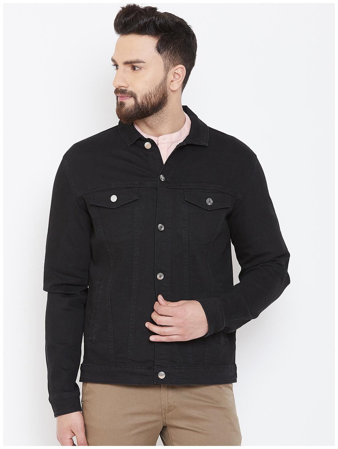 

CANARY LONDON Men Black Solid Denim jacket