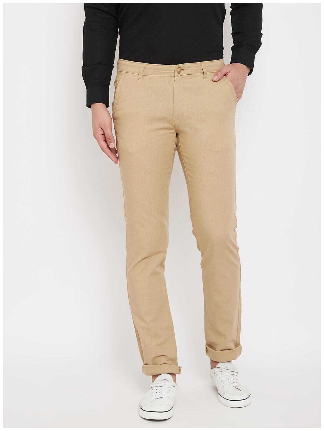 

CANARY LONDON Men Beige Solid Slim fit Chinos