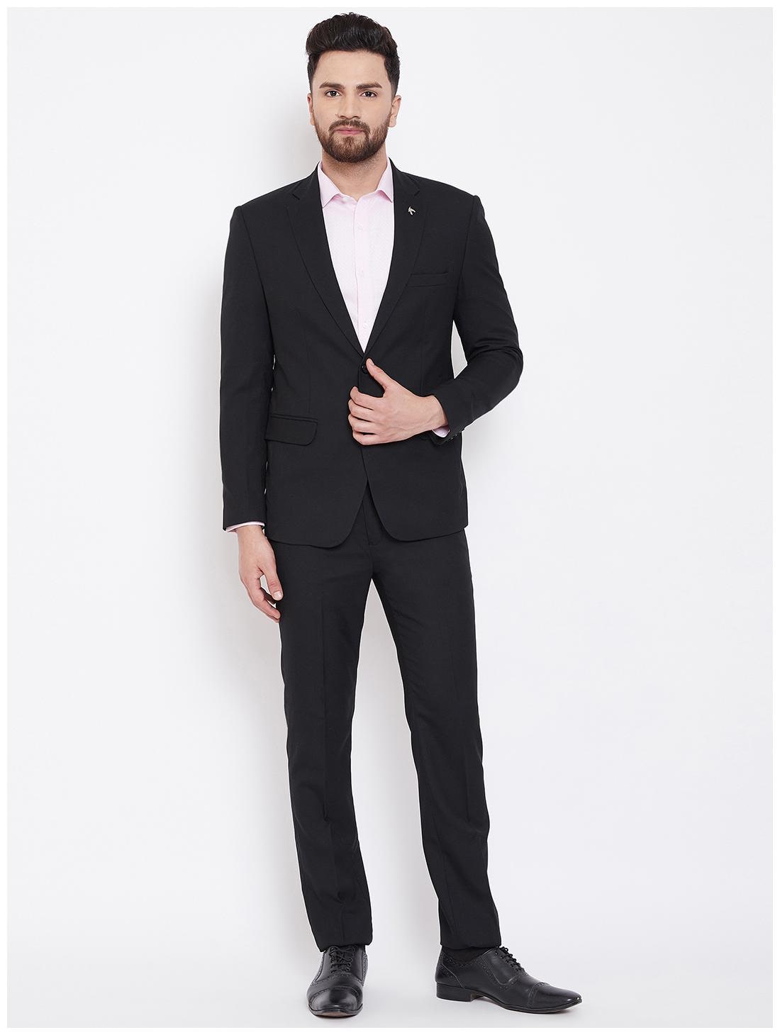 

CANARY LONDON Men Polyviscose Solid Blazer and Trouser Black