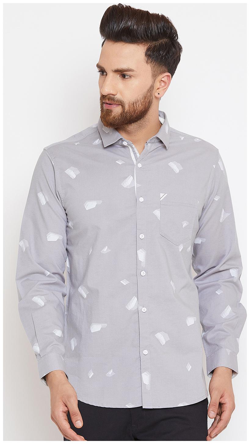 

CANARY LONDON Men Grey Printed Slim Fit Casual Shirt