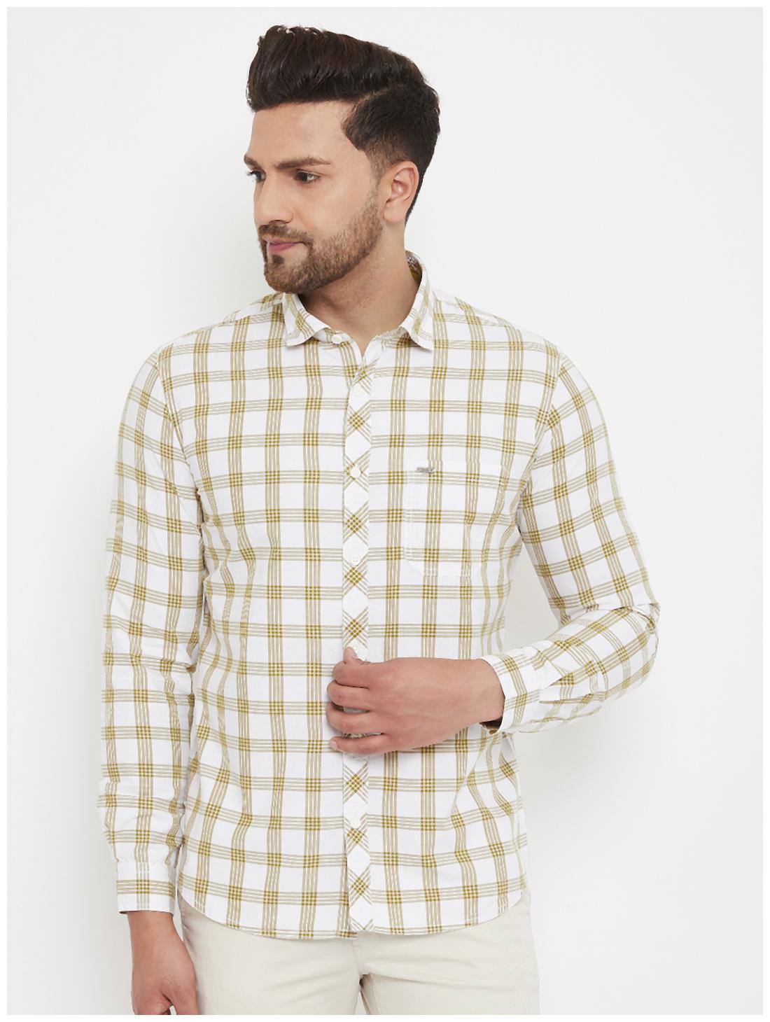 

CANARY LONDON Men White Checked Slim Fit Casual Shirt
