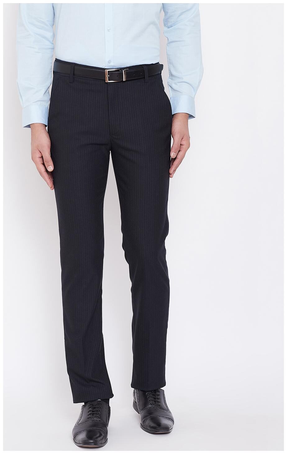 

CANARY LONDON Men Striped Slim Fit Formal Trouser - Black