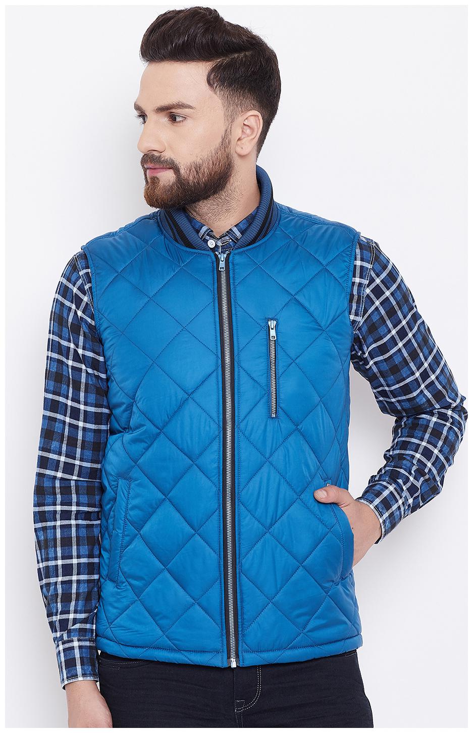 

CANARY LONDON Men Blue Solid Quilted jacket