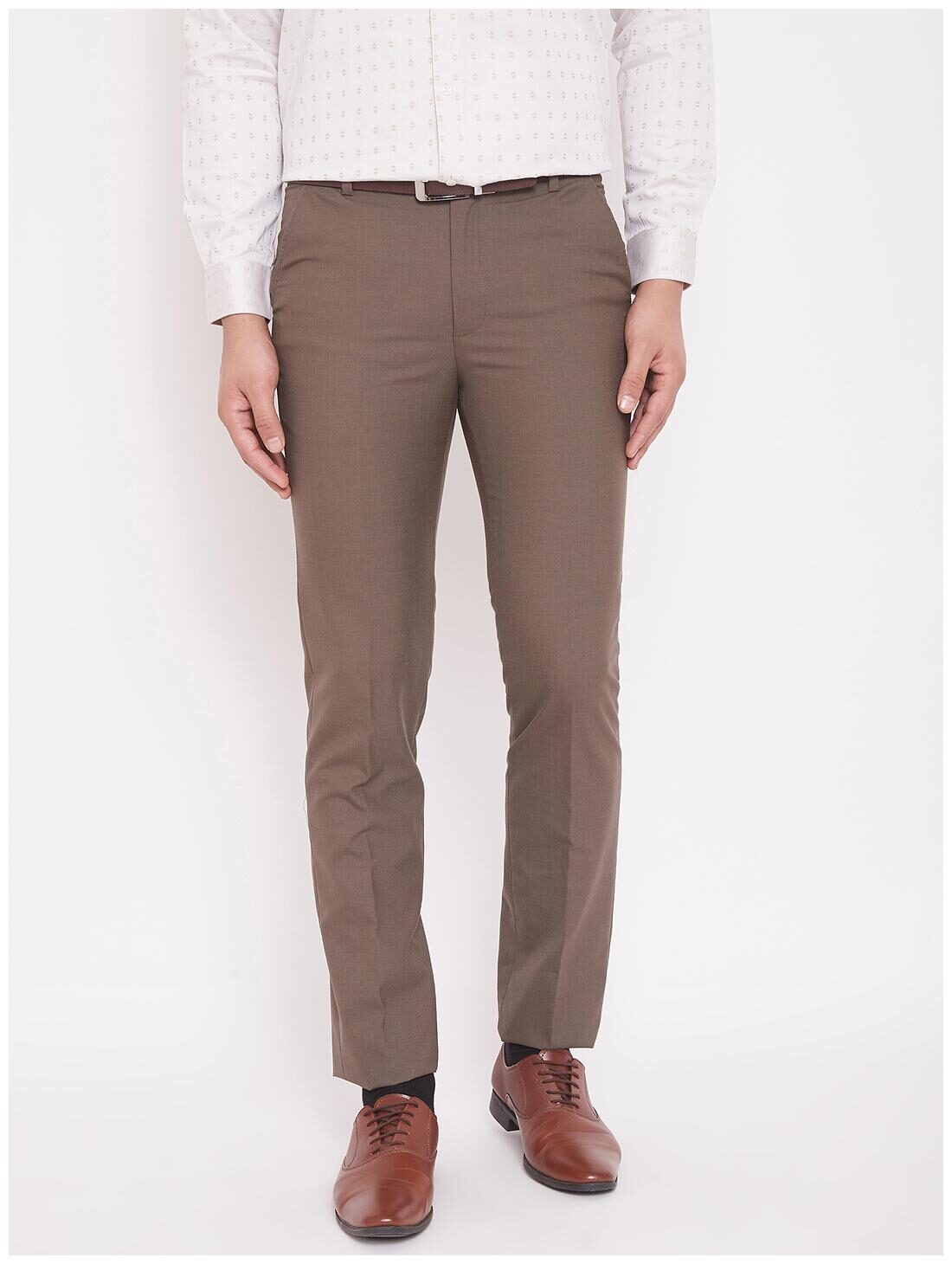 

CANARY LONDON Men Solid Slim Fit Formal Trouser - Brown