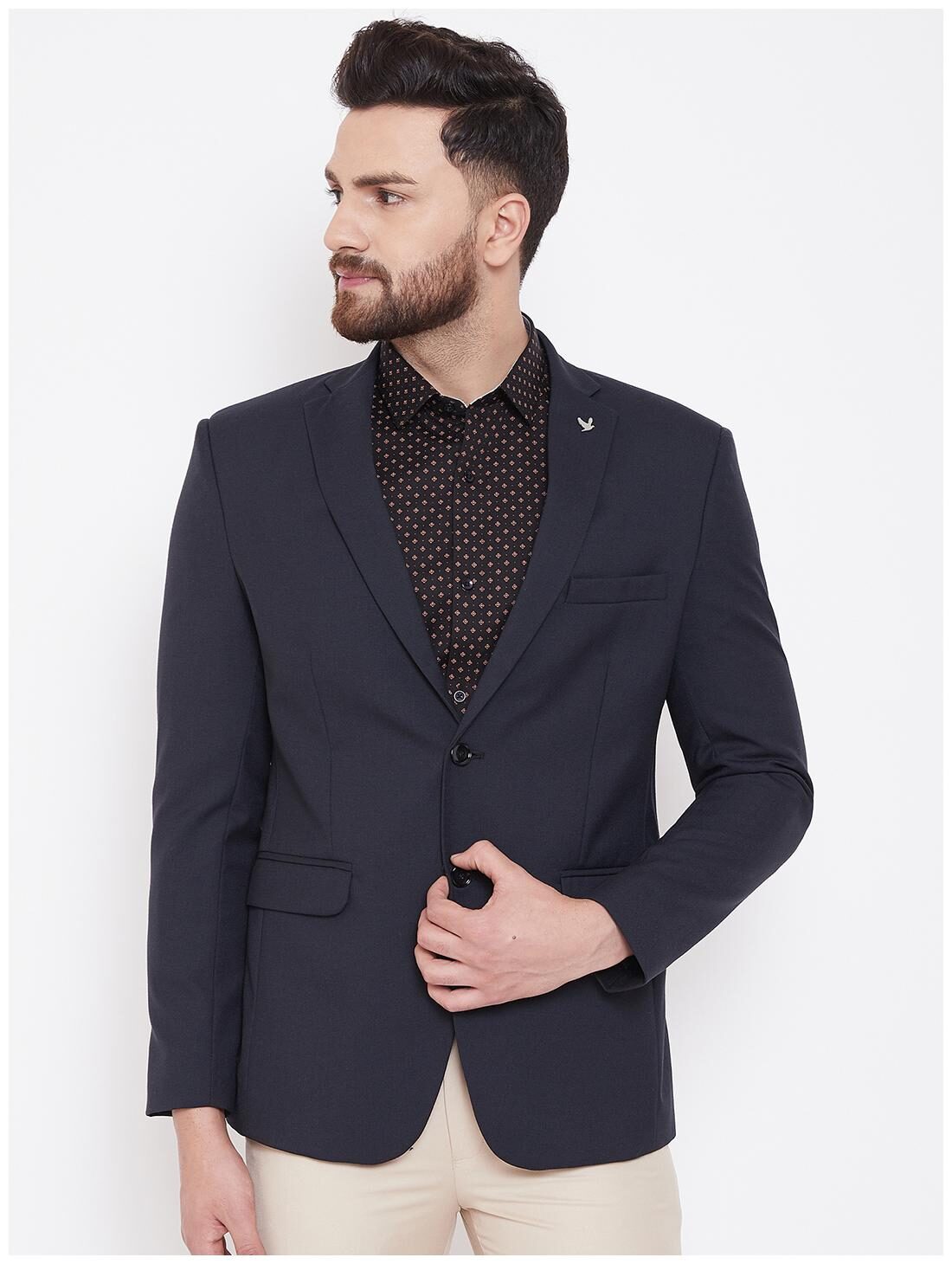 

CANARY LONDON Men Blue Textured Slim fit Single Breasted Blazer