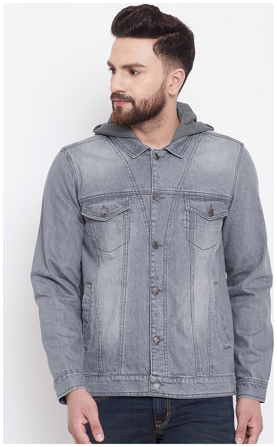 

CANARY LONDON Men Grey Solid Denim jacket